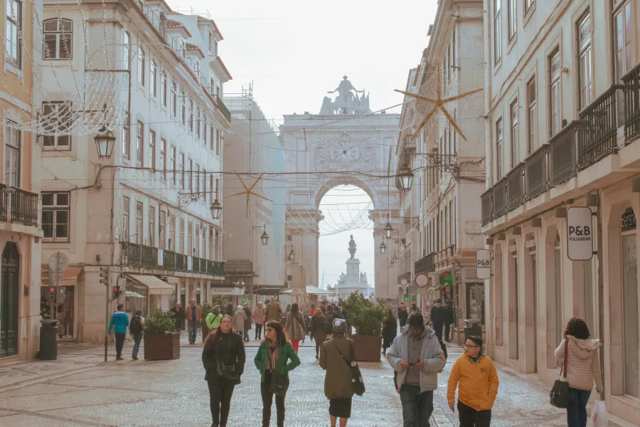 Rua Augusta leading to the iconic triumphal arch in Lisbon